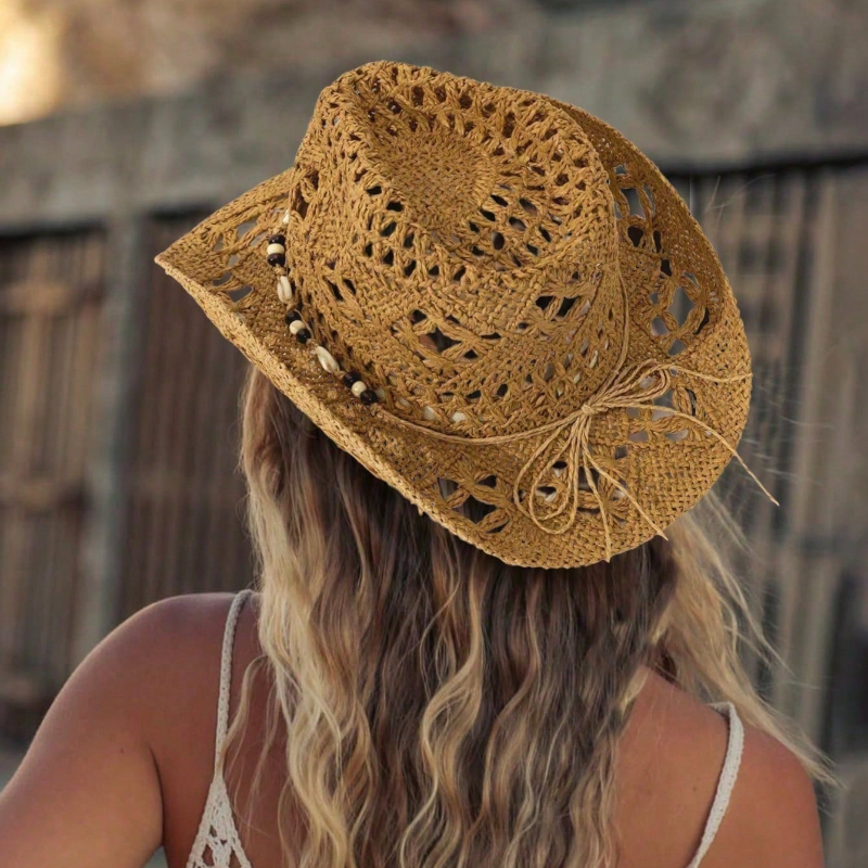 1pc Boho Shell Hollow Out Stra – обзор и цена Cowboy Hat Straw