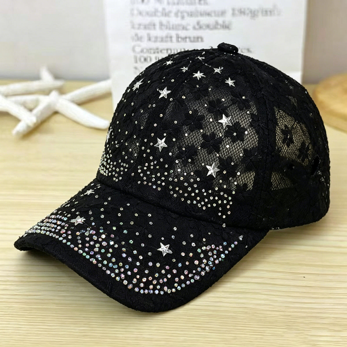 Shiny Rhinestone Lace Flower B – обзор и цена Baseball Cap Structured