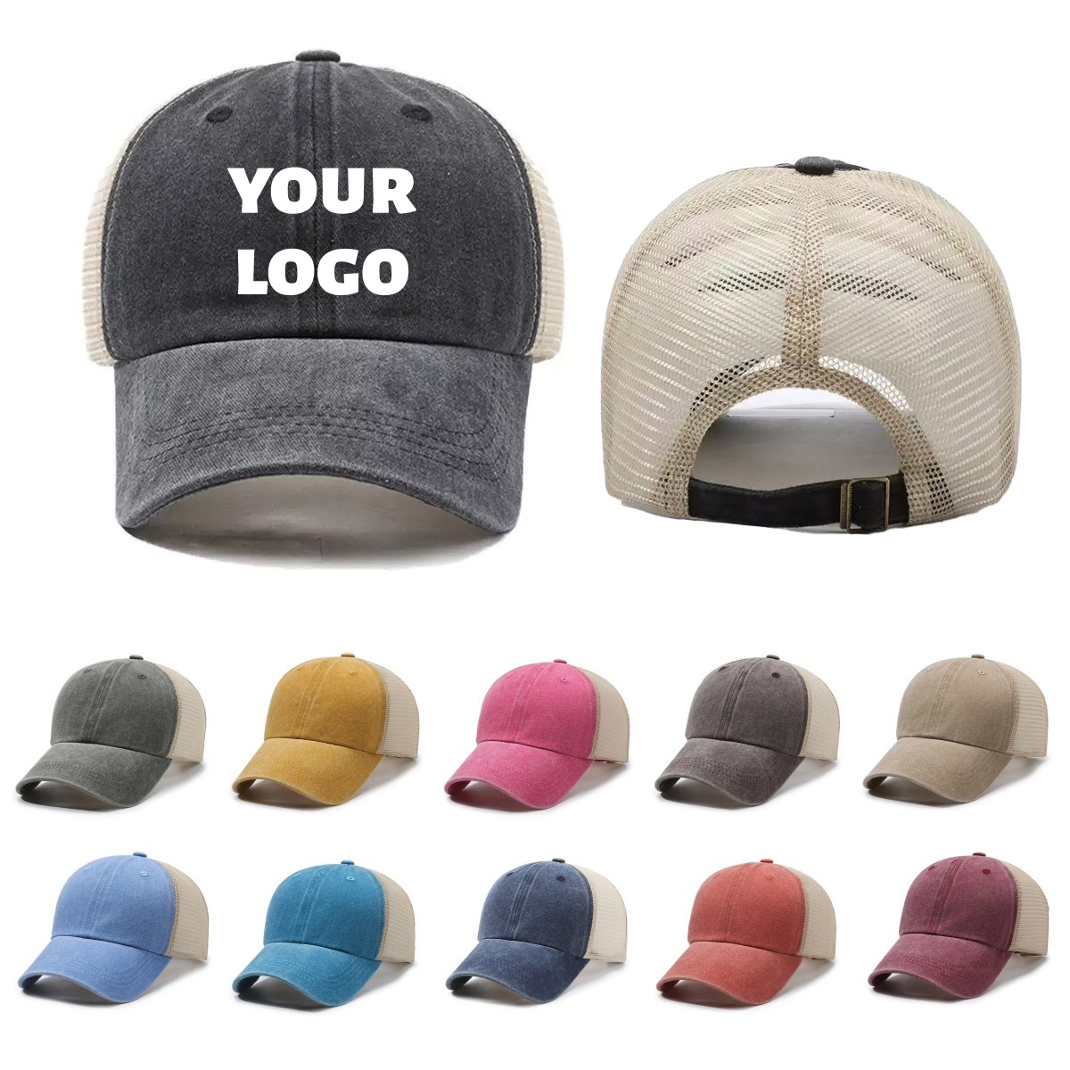 Custom Logo Washed Mesh Cap Br – обзор и цена Visor Sun Hat