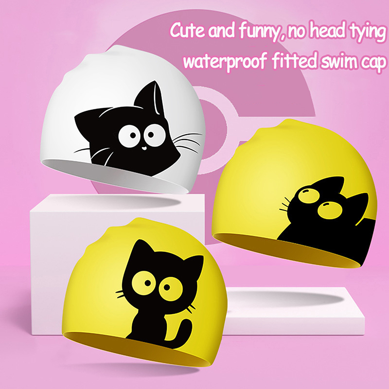 Cute Cat Swimming Cap For Long – обзор и цена Swim Hat Silicone